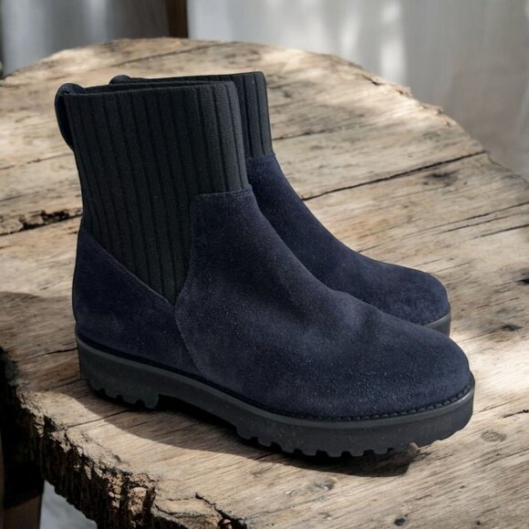 ANDRE ASSOUS Navy Blue Suede Ankle Boots Size 6 - Picture 1 of 9